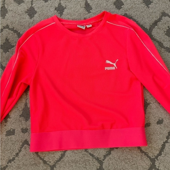 Puma Women’s Long Sleeve Neon Crop Top - Picture 3 of 12